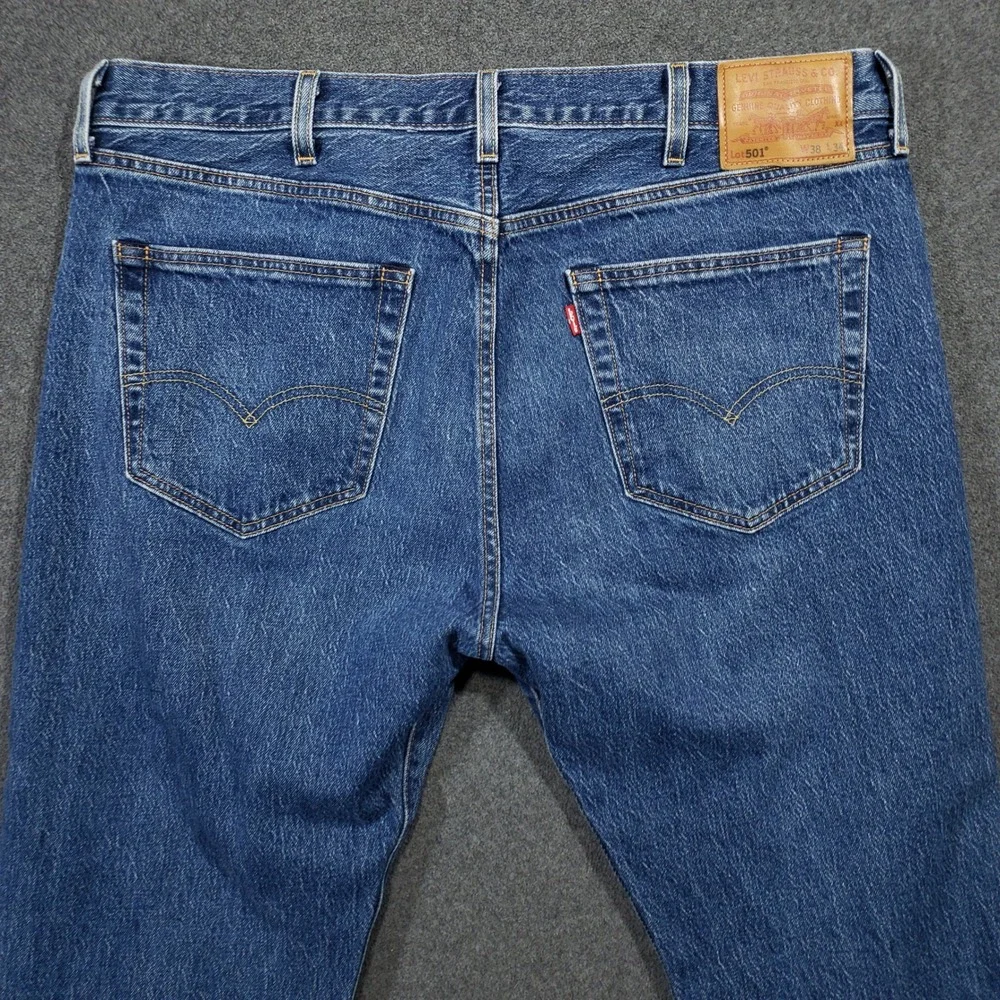 Levi Premium Big E Jeans Mens 38x34 Blue Medium Wash Denim Button Fly‎